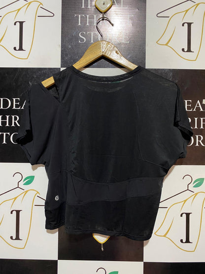 LULULEMON |M| BUST FREE| BLACK CUT-OUT SHORT SLEEVE ATHLETIC TOP