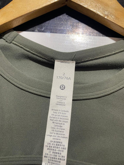 LULULEMON |S| BUST 14| ASYMMETRICAL CUT-OUT CROPPED T-SHIRT IN SAGE GREEN