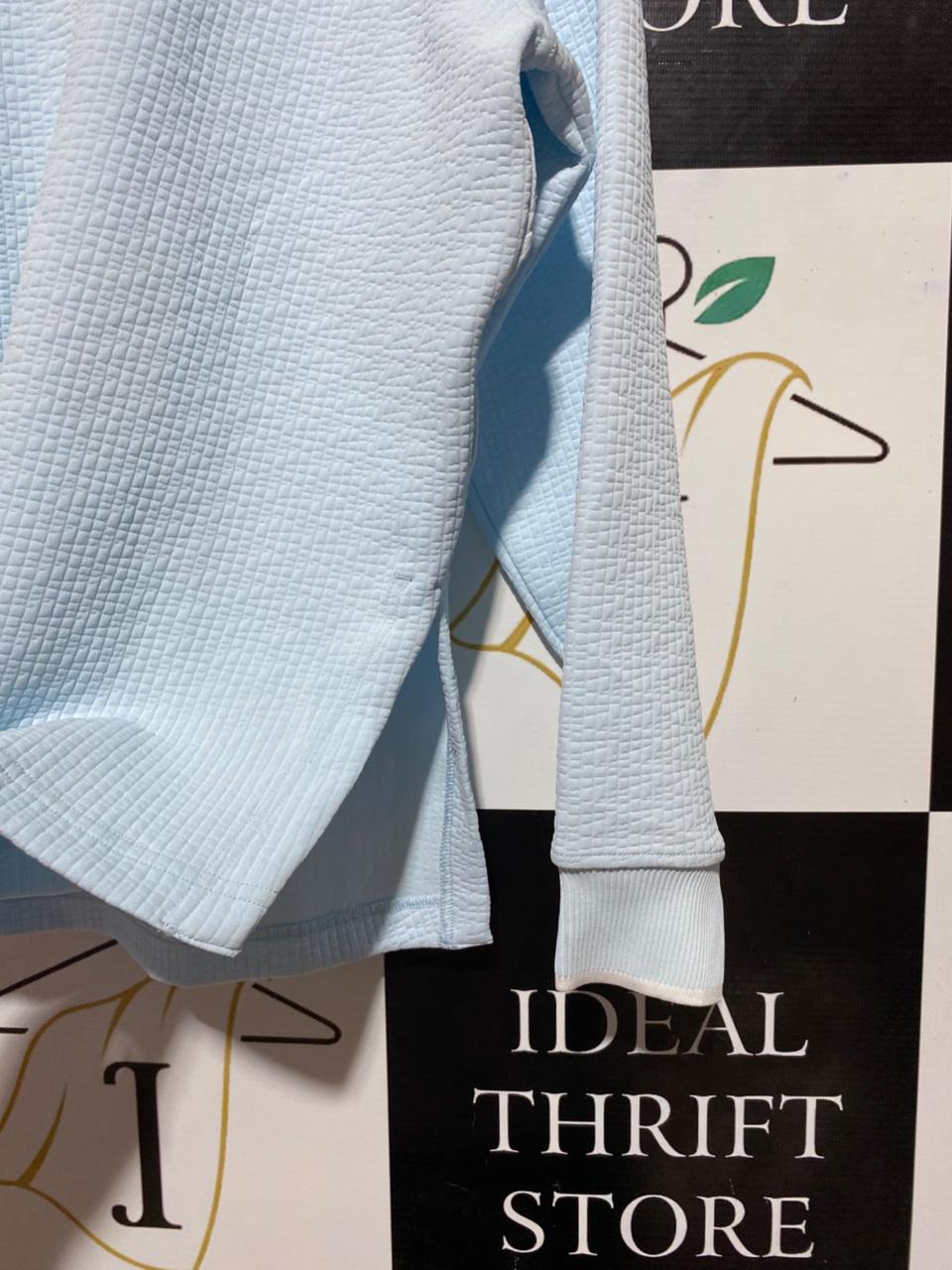 LULULEMON |XL| BUST 23| TEXTURED KNIT OVERSIZED POLO SHIRT IN BABY BLUE