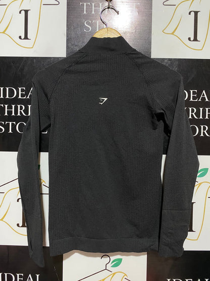 GYMSHARK |S| BUST 15| VITAL SEAMLESS  ZIP PULLOVER – BLACK ACTIVEWEAR