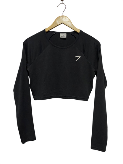 GYMSHARK | M| BUST 18| VITAL SEAMLESS 2.0 LONG SLEEVE CROP TOP - BLACK