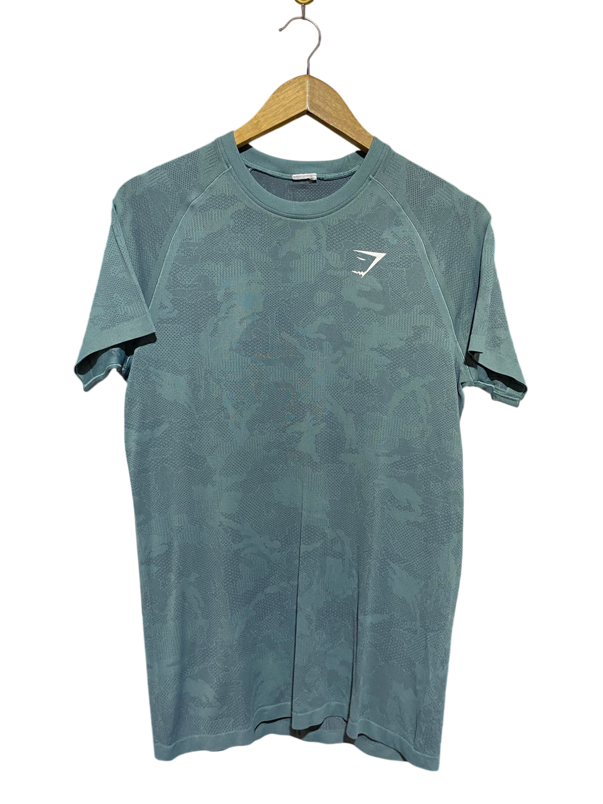 GYMSHARK | M| BUST 18| GEO SEAMLESS T-SHIRT IN SAGE GREEN CAMO