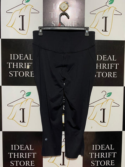 LULULEMON | L| WAIST 30| BLACK HIGH-RISE CROPPED YOGA PANTS
