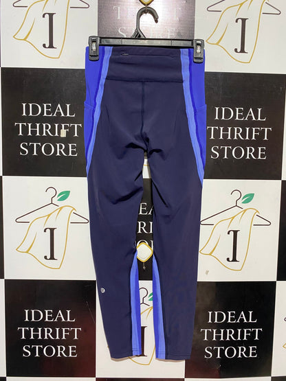 LULULEMON | S| WAIST 24| HIGH-RISE COLOR-BLOCK RUNNING TIGHTS IN NAVY AND ELECTRIC BLUE