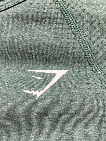 GYMSHARK | XS| BUST 12| VITAL SEAMLESS 2.0 LONG SLEEVE CROP TOP IN SAGE GREEN