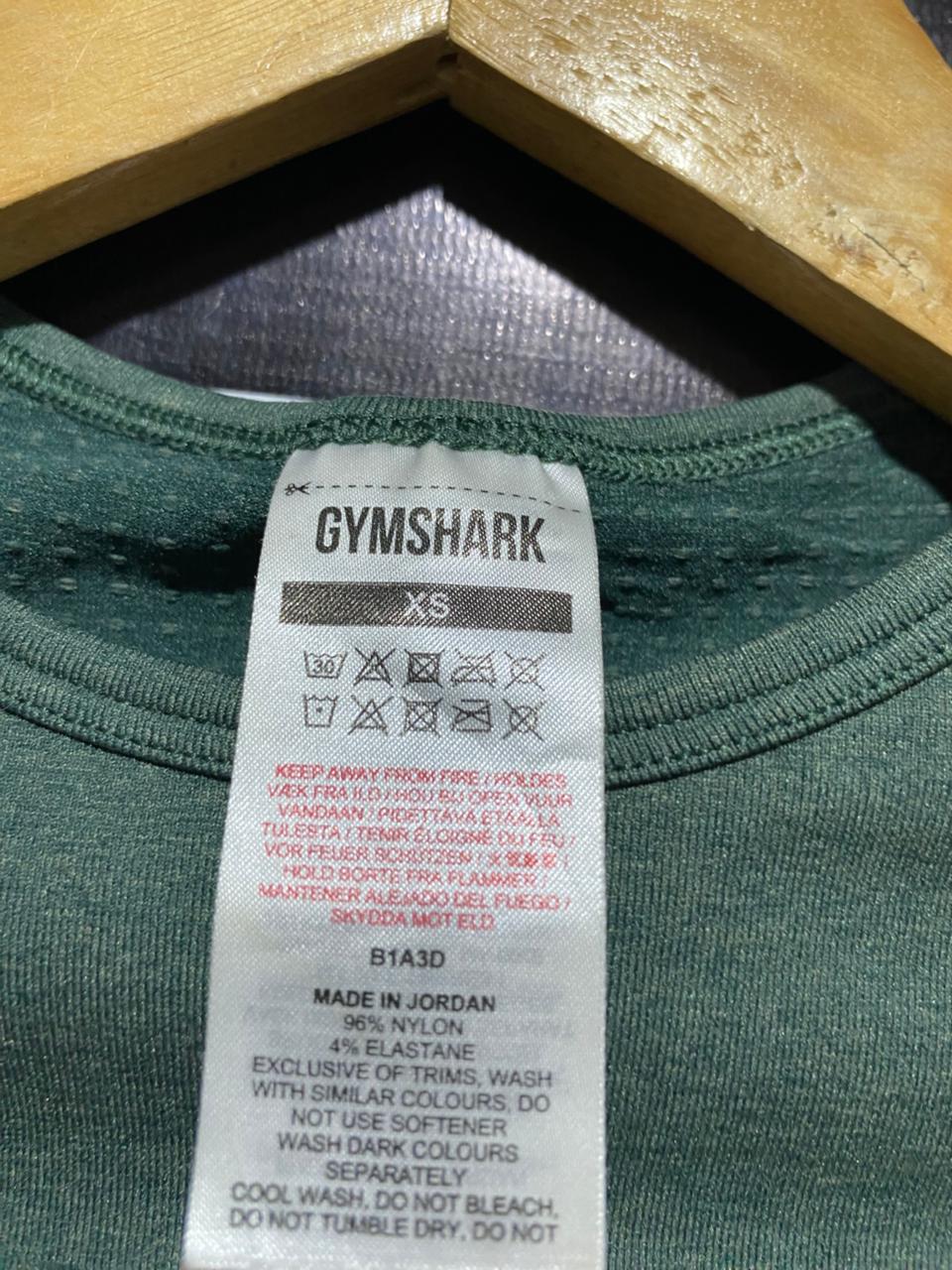 GYMSHARK | XS| BUST 12| VITAL SEAMLESS 2.0 LONG SLEEVE CROP TOP IN SAGE GREEN