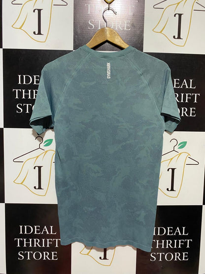 GYMSHARK | M| BUST 18| GEO SEAMLESS T-SHIRT IN SAGE GREEN CAMO