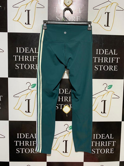 LULULEMON |S| WAIST 25| HIGH-RISE STRIPED PERFORMANCE LEGGINGS - TEAL