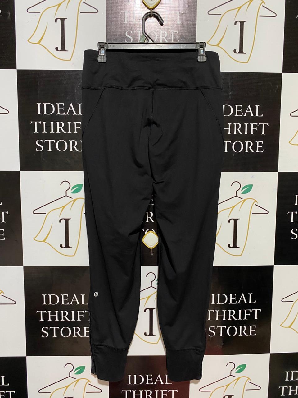 LULULEMON | L| WAIST 30| HIGH-RISE RUNNING JOGGERS – BLACK PERFORMANCE TIGHTS WITH ZIPPER POCKETS