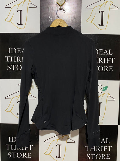 LULULEMON | S| BUST 16| MOCK NECK LONG SLEEVE TRAINING TOP – BLACK WITH REFLECTIVE