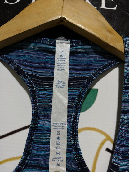 LULULEMON |XS| BUST 11| COOL RACERBACK TANK TOP - STRIATED SPACE DYE BLUE