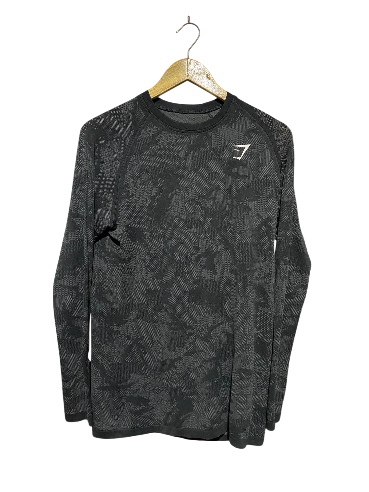 GYMSHARK |M| BUST 18| VITAL SEAMLESS LONG SLEEVE T-SHIRT IN BLACK CAMO