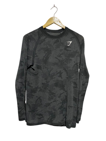 GYMSHARK |M| BUST 18| VITAL SEAMLESS LONG SLEEVE T-SHIRT IN BLACK CAMO