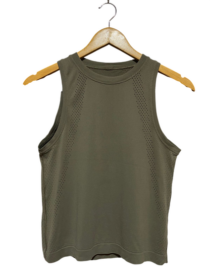 LULULEMON |S| BUST 15| PREMIUM MESH-VENTILATED ATHLETIC TANK TOP – OLIVE DRAB