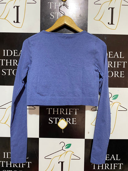 LULULEMON |S| BUST 16| EBB TO STREET SEAMLESS CROPPED LONG-SLEEVE IN PERIWINKLE