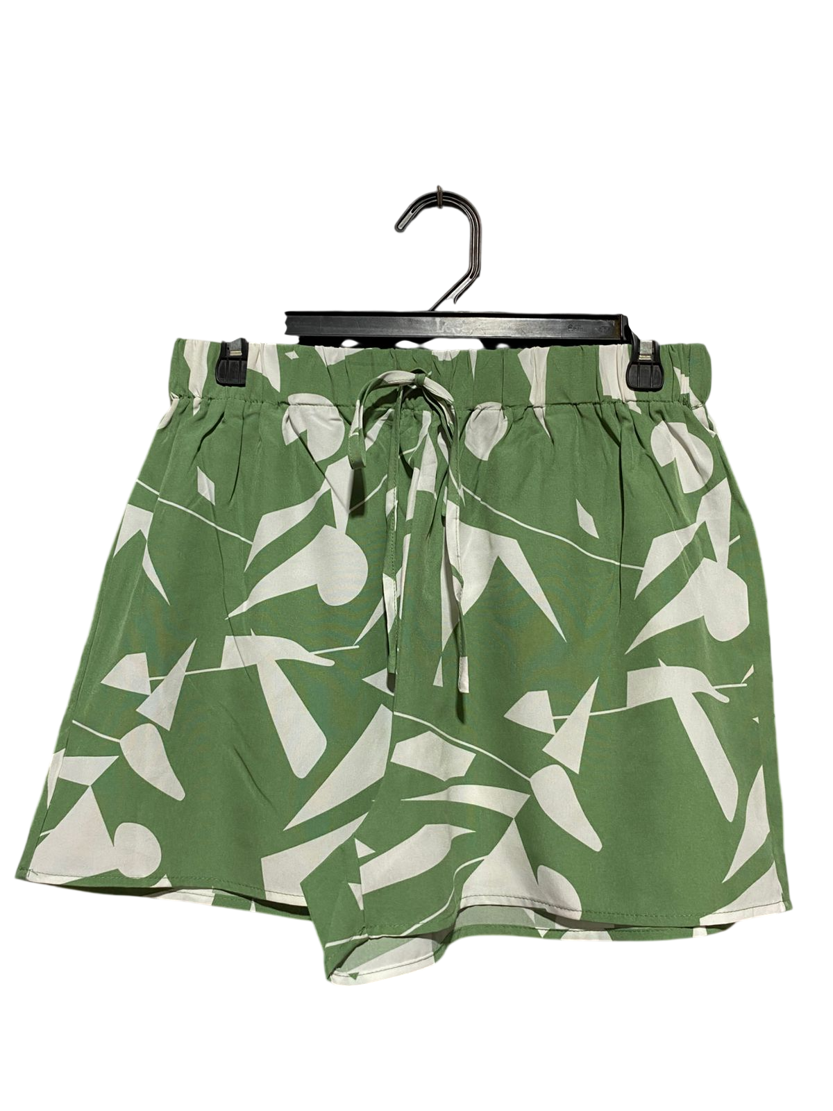 |L| WAIST 29| B23|  SAGE GREEN ABSTRACT BOTANICAL PRINT SUMMER SHORTS