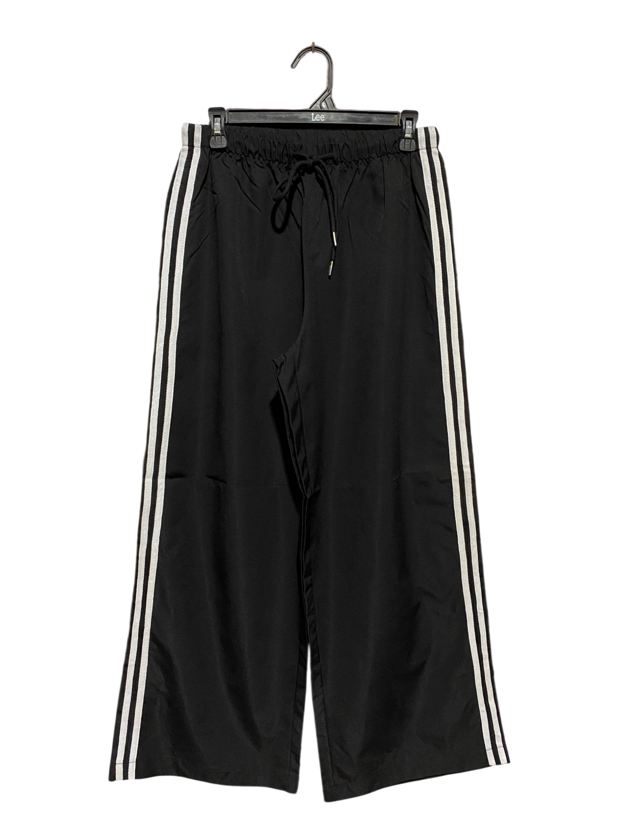 SHEIN |L| WAIST 29| B23| CLASSIC BLACK WIDE-LEG TRACK PANTS WITH SIDE STRIPES