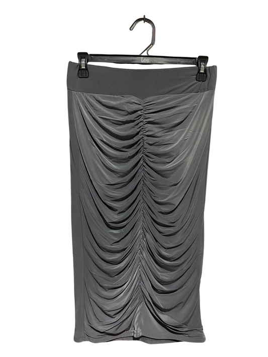 QUIZ |M| WAIST 27| B23| CHIC ANTHRACITE GRAY RUCHED BODYCON MIDI SKIRT