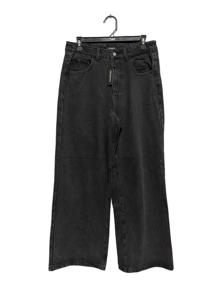 BOOHOO |L| WAIST 30| B23| PREMIUM BLACK WIDE-LEG HIGH-WAISTED JEANS