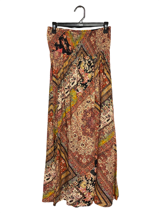 BODY FLIRT |M| WAIST 28| B23| BOHEMIAN MIXED-PATCHWORK SMOCKED MAXI SKIRT