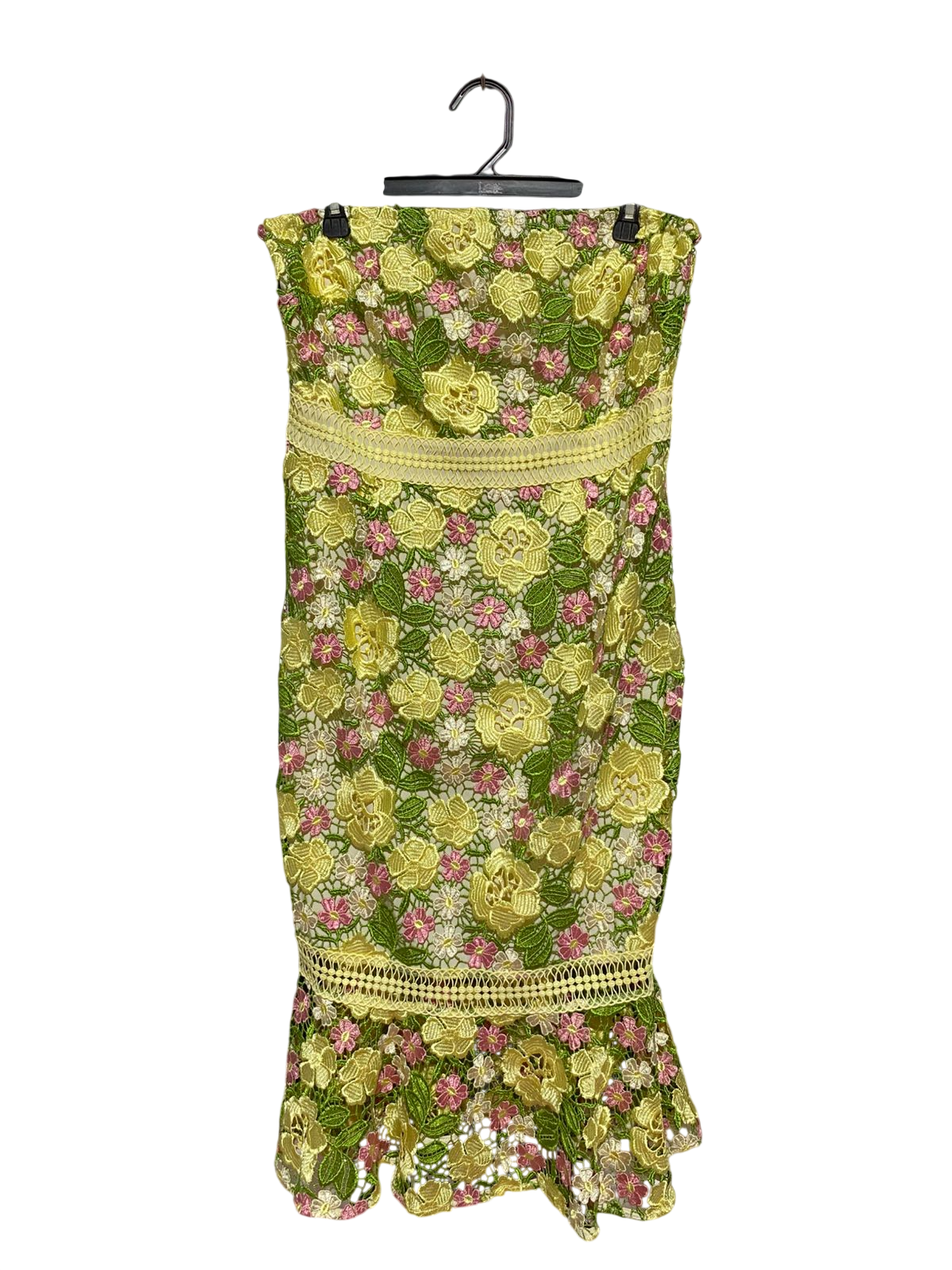 V BY VERY |XL| WAIST 34| B23| EXQUISITE FLORAL LACE EMBROIDERED STRApless MIDI DRESS
