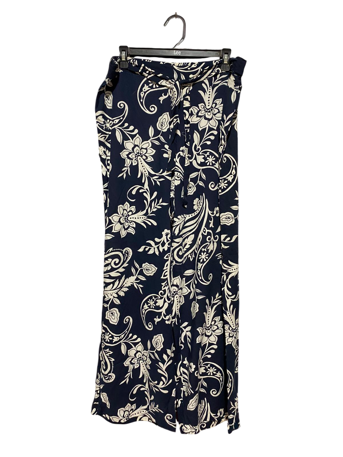 F&F |XL| WAIST 36| B23| NAVY BLUE FLORAL PAISLEY WIDE-LEG PALAZZO PANTS