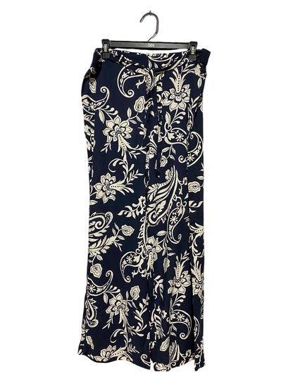 F&F |XL| WAIST 36| B23| NAVY BLUE FLORAL PAISLEY WIDE-LEG PALAZZO PANTS