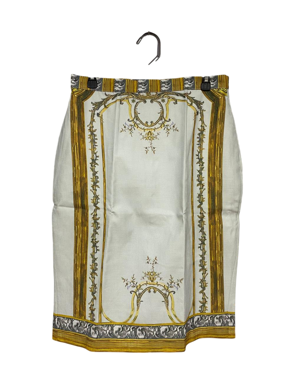 |XL| WAIST 30| B23| BAROQUE ORNATE SCARF-PRINT PENCIL SKIRT