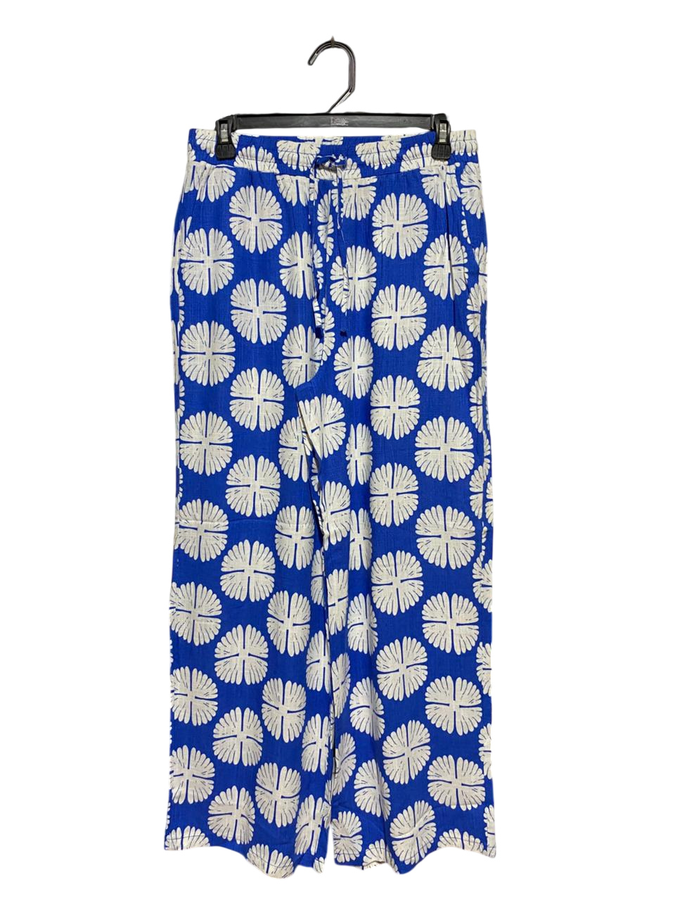 PRIMARK CARES |S| WAIST 28| B23| ROYAL BLUE ABSTRACT FLORAL WIDE-LEG PANTS