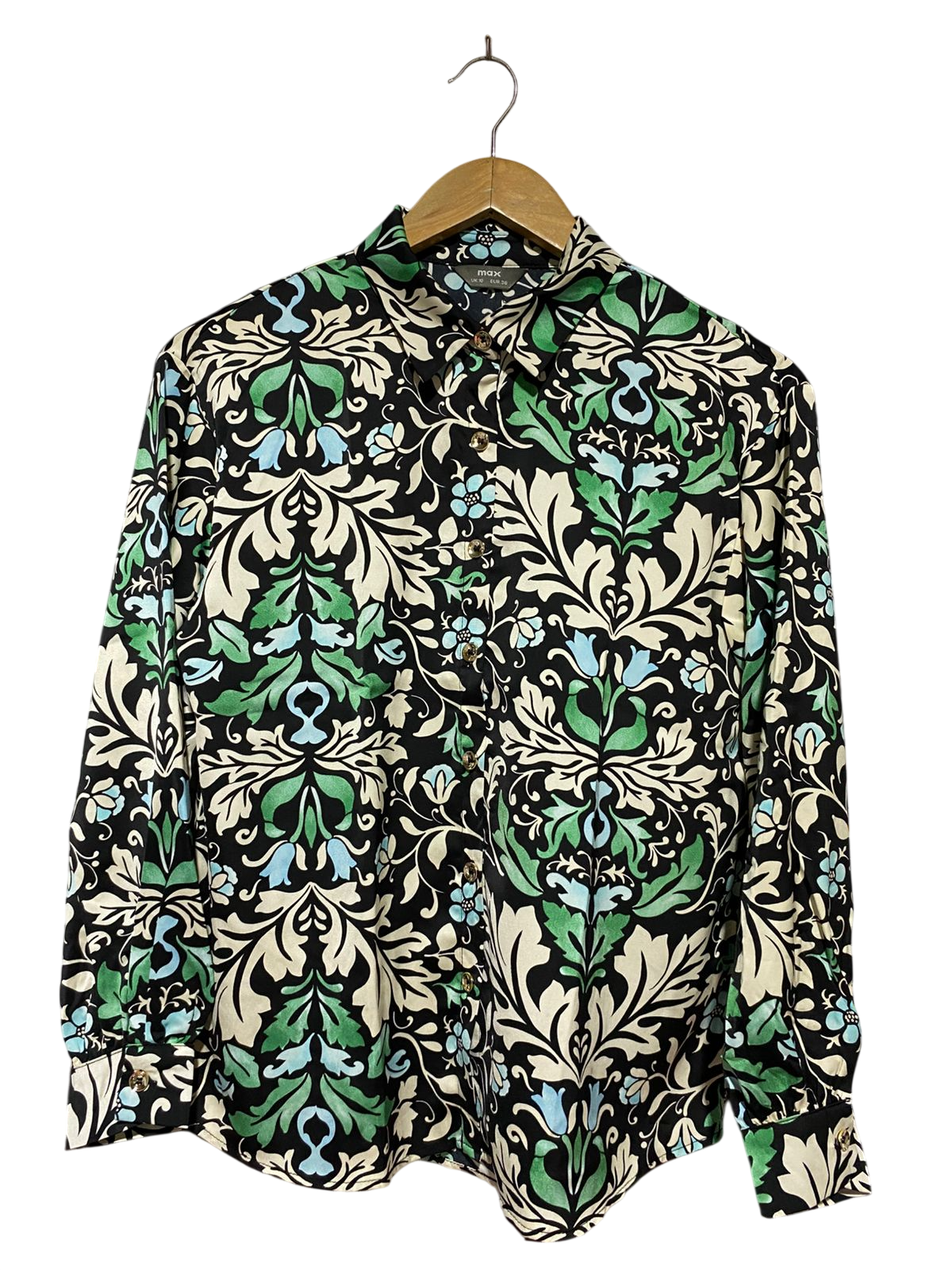 MAX|M| BUST 19| B23| FLORAL DAMASK BUTTON-DOWN BLOUSE