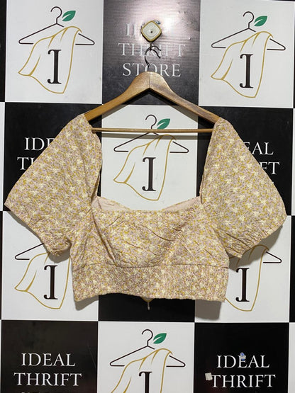 STORIA |L| BUST 19| B23| FLORAL PUFF-SLEEVE CROP TOP