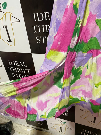 PRIMARK |S| BUST 15| B23| VIBRANT ABSTRACT FLORAL V-NECK MIDI DRESS