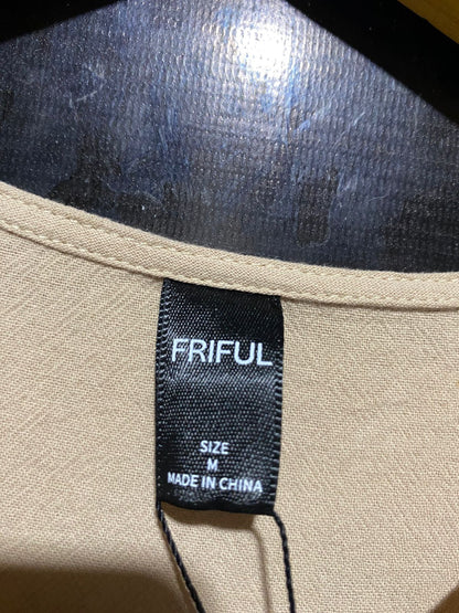FRIFUL |M| BUST 22| B23| MINIMALIST LINEN-BLEND BUTTON-FRONT MIDI DRESS