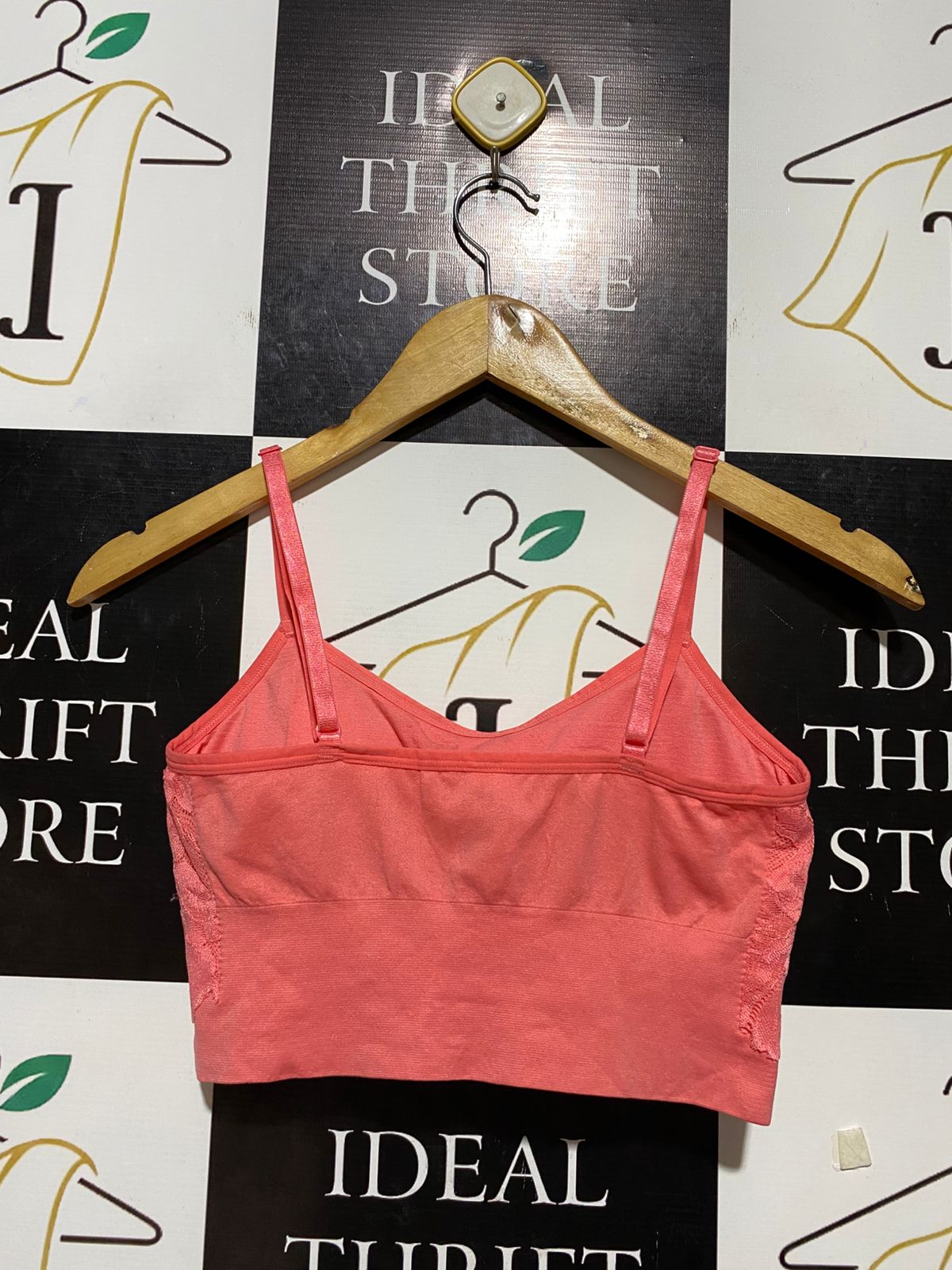 GEORGE |M| BUST 13| B23|  CORAL SCALLOPED LACE BRALETTE CROP TOP