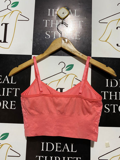 GEORGE |M| BUST 13| B23|  CORAL SCALLOPED LACE BRALETTE CROP TOP