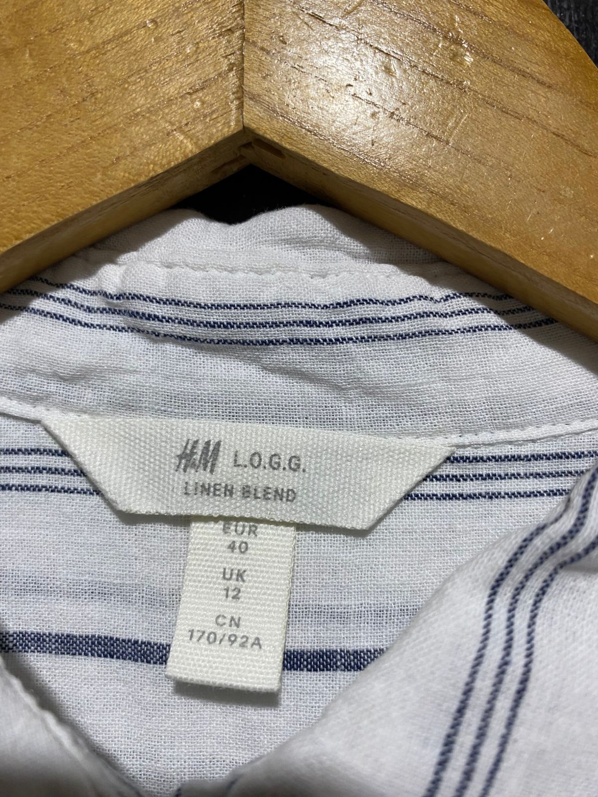 H&M |M| BUST 21| B23| L'AMOUR STRIPED LINEN-BLEND SHIRT DRESS