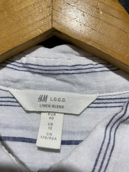 H&M |M| BUST 21| B23| L'AMOUR STRIPED LINEN-BLEND SHIRT DRESS