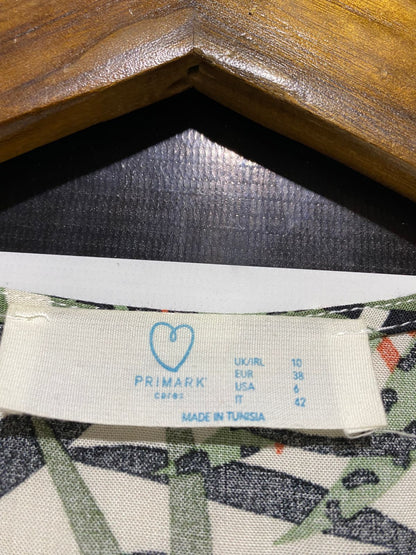 PRIMARK CARES |M| BUST 18| B23| TROPICAL PALM LEAF TIERED MINI DRESS