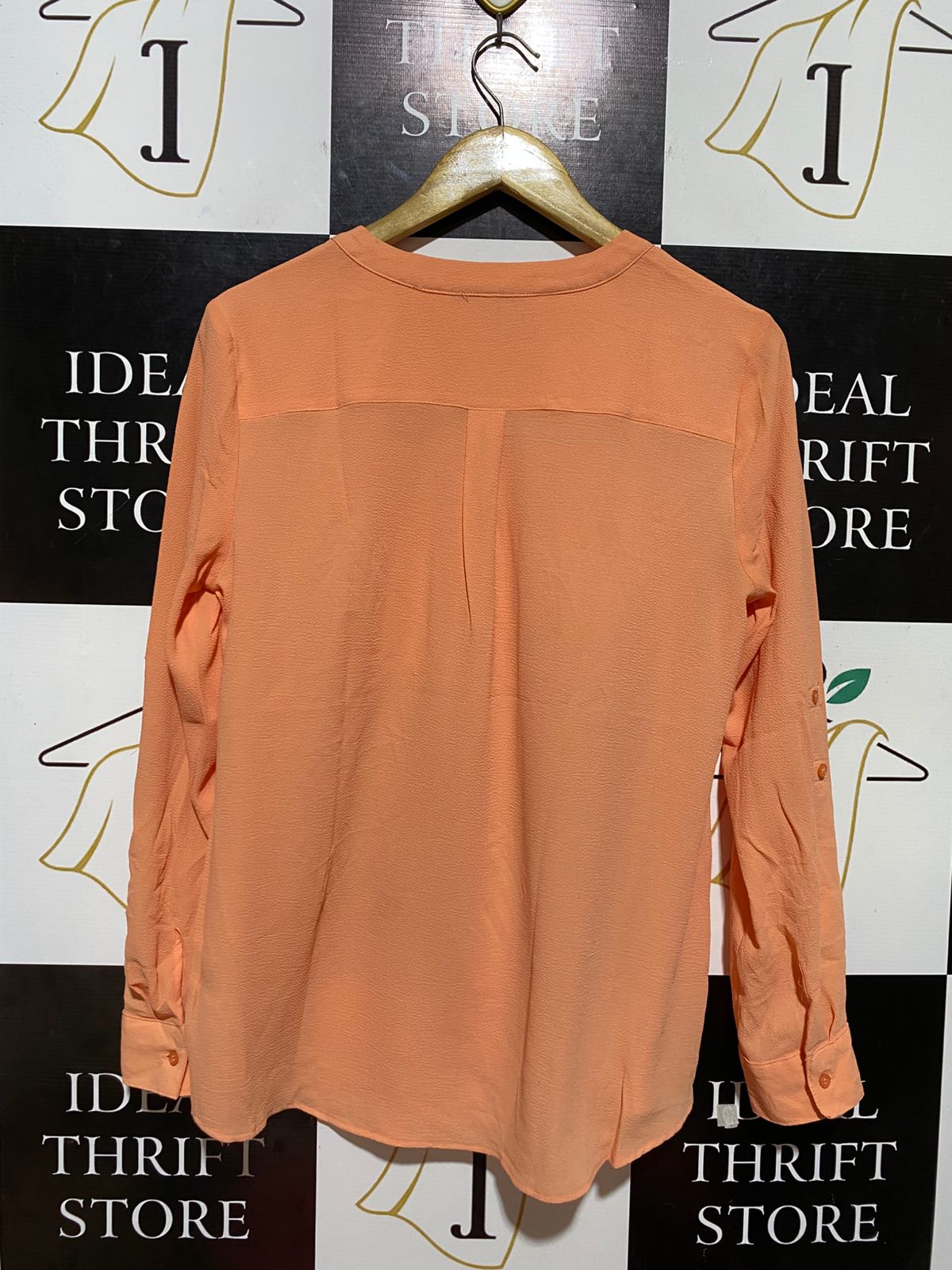 STUDIO WORKS |M| BUST 20| B23| PEACH ZIP-FRONT UTILITY BLOUSE