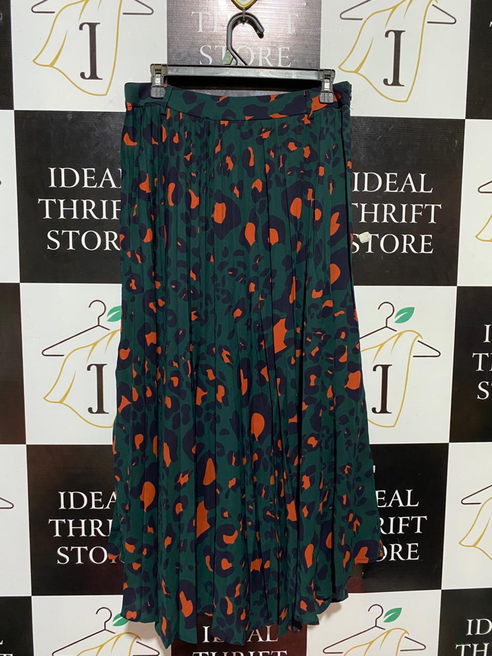 SHEIN |L| WAIST 32| B23| VIBRANT LEOPARD PRINT PLEATED MAXI SKIRT