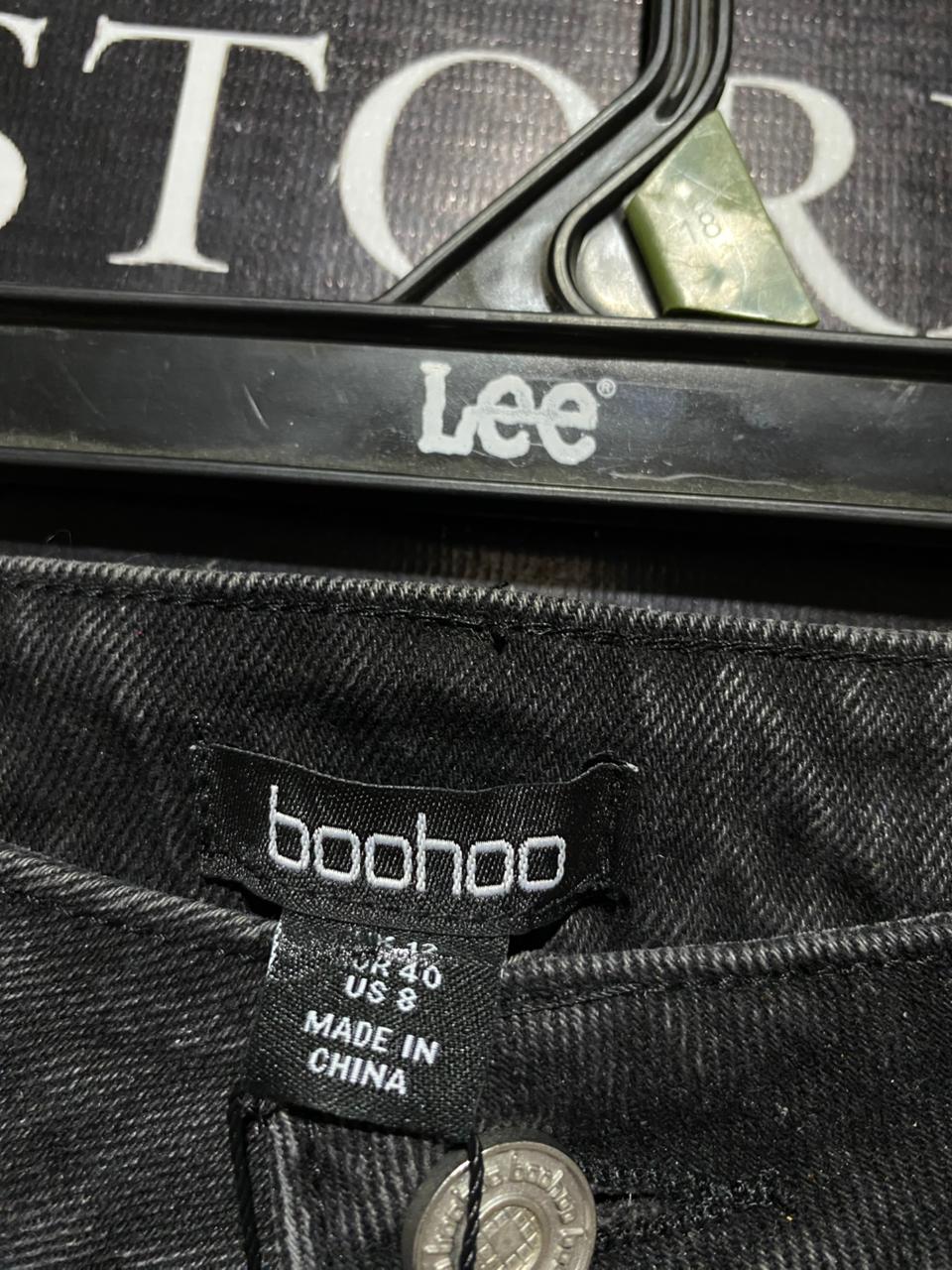 BOOHOO |L| WAIST 30| B23| PREMIUM BLACK WIDE-LEG HIGH-WAISTED JEANS
