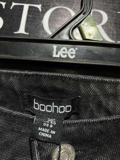 BOOHOO |L| WAIST 30| B23| PREMIUM BLACK WIDE-LEG HIGH-WAISTED JEANS