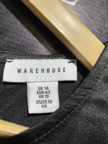 WARE HOUSE |XL| BUST 22| B23| ELEGANT JET BLACK SATIN OVERSIZED BOX TEE