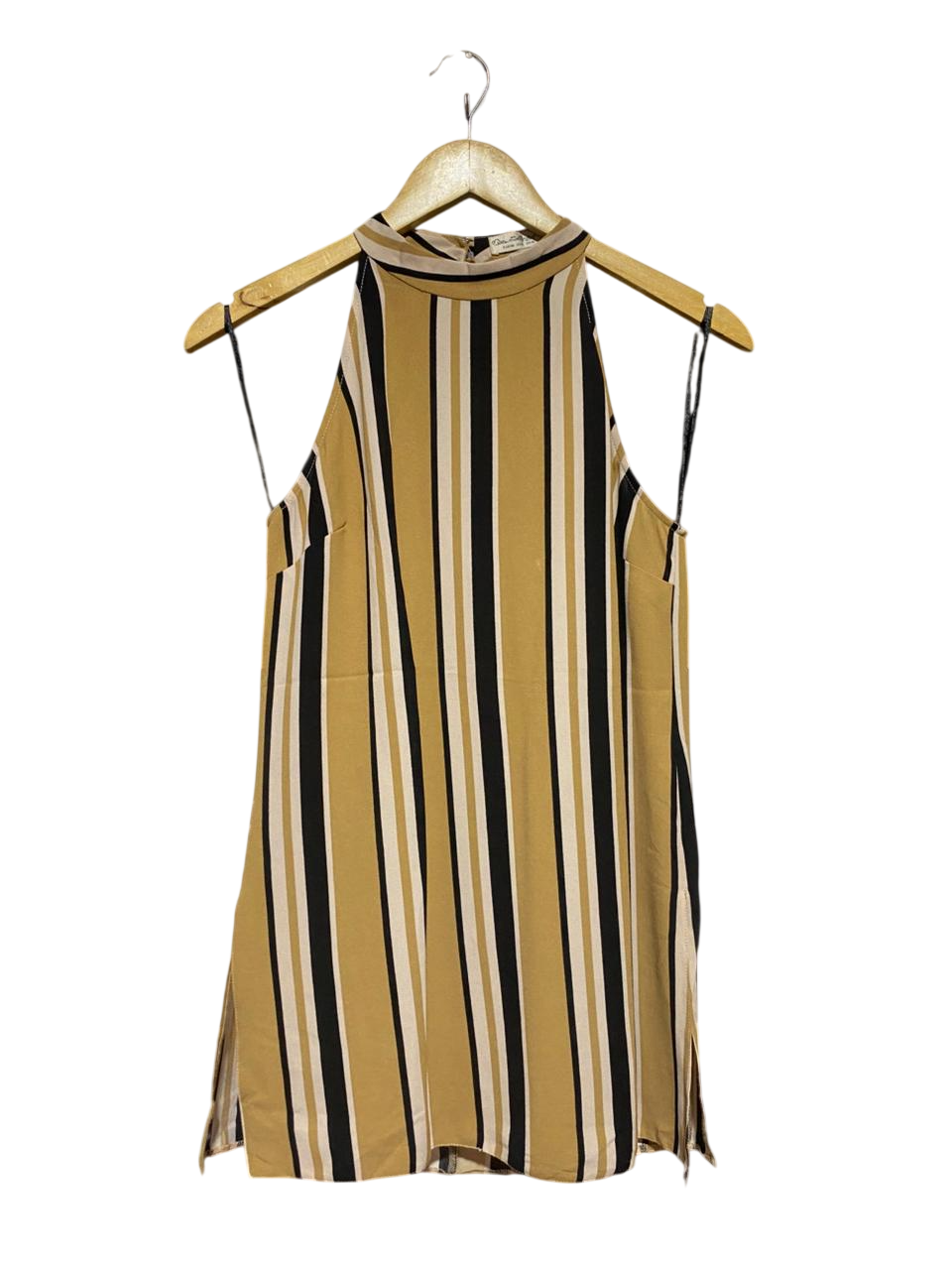 MISS SELFINDGE |M| BUST 16| B23| CHIC HALTER-NECK VERTICAL STRIPE TUNIC - PREMIUM IMPORTED APPAREL