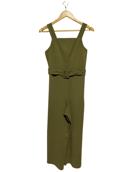 NEW LOOK |S| BUST 15| B23| ELEGANT OLIVE GREEN BELTED JUMPSUIT - PREMIUM BRANDED APPAREL