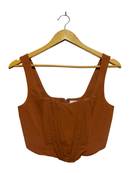 DAZIE |S| WAIST 15| B23| PREMIUM RUST TERRACOTTA CORSET CROP TOP – CHIC STRUCTURED BUSTIER TANK