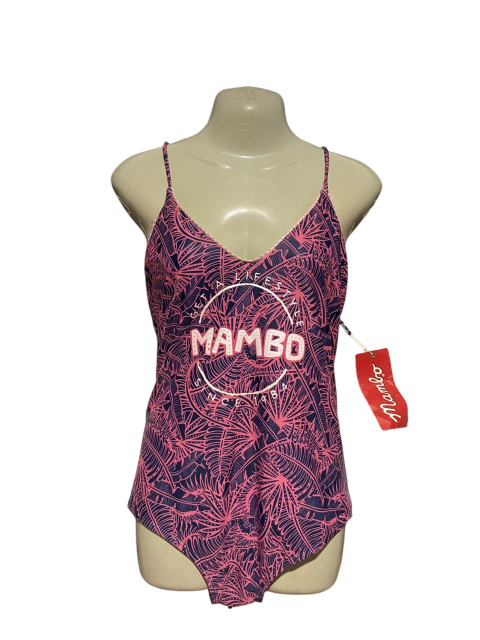 MAMBO |S| BUST 15| B23| AUTHENTIC TROPICAL PALM PRINT ONE-PIECE SWIMSUIT