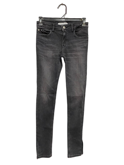 CALVIN KLEIN |S| WAIST 26| B23| WASHED BLACK SKINNY DENIM – PREMIUM SLIM FIT WITH ANKLE SLITS