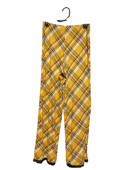 NEW LOOK |L| WAIST 30| B23| PREMIUM MUSTARD YELLOW CHECKERED WIDE-LEG LOUNGE PANTS