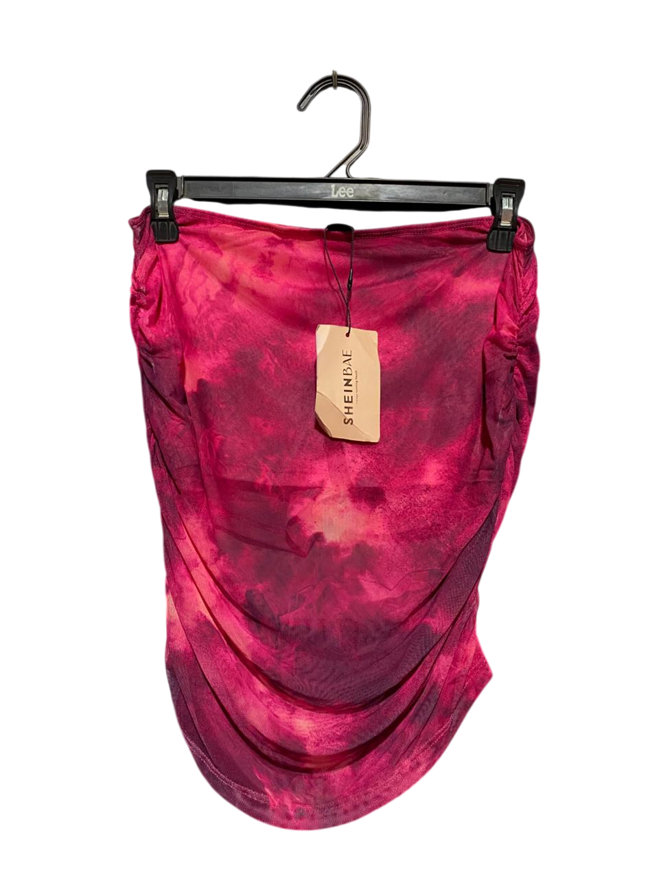SHEIN |M| WAIST 28| B24| PREMIUM PINK TIE-DYE MINI SKIRT - STYLISH RUCHED BODYCON APPAREL